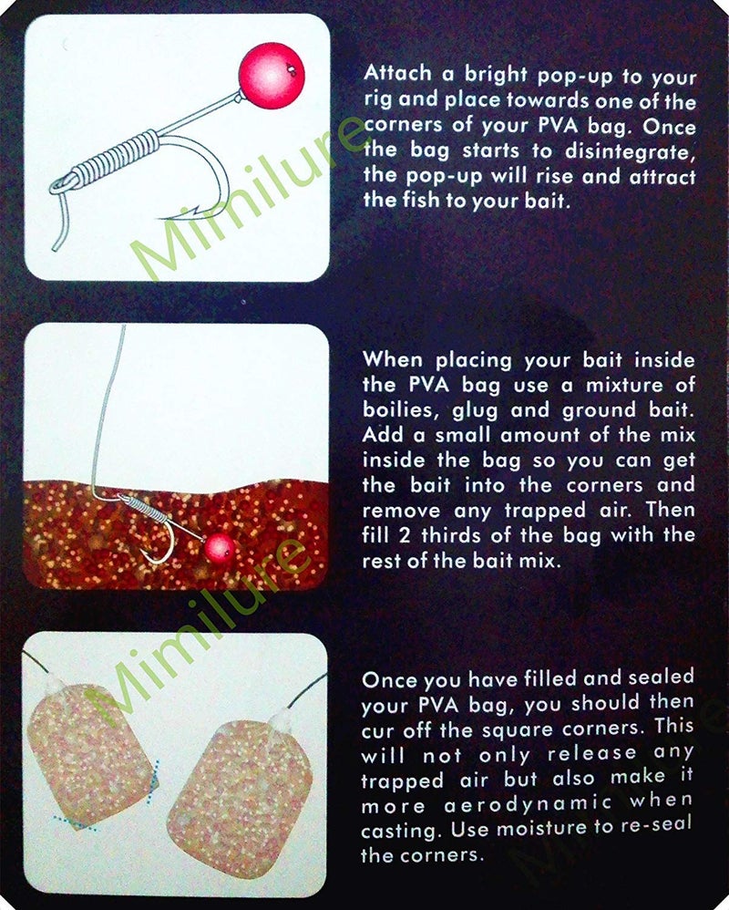 Drchoer Pva Bait Bags for Carp Fishing: 50pcs Water Soluble Bags for Solid Baits Carp Fishing Equipment Tackle - 4.72in x 6.30in - Image 5